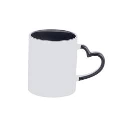 CANECA CERAMICA BRANCA C/ALCA CORACAO /INT. PRETA 325ML