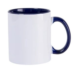 caneca ceramica branca c/alca/int.azul 325ml                