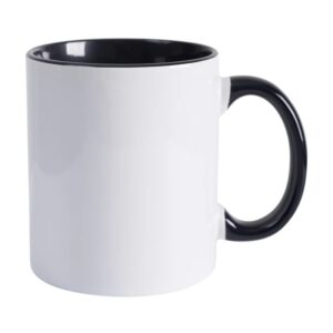 caneca ceramica branca c/alca/int. preta 325ml