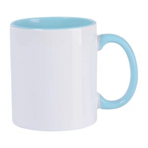 caneca ceramica branca c/alca/int. azul ciano 325ml         